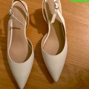Stuart weitzman Avenue sling back kitten heel white